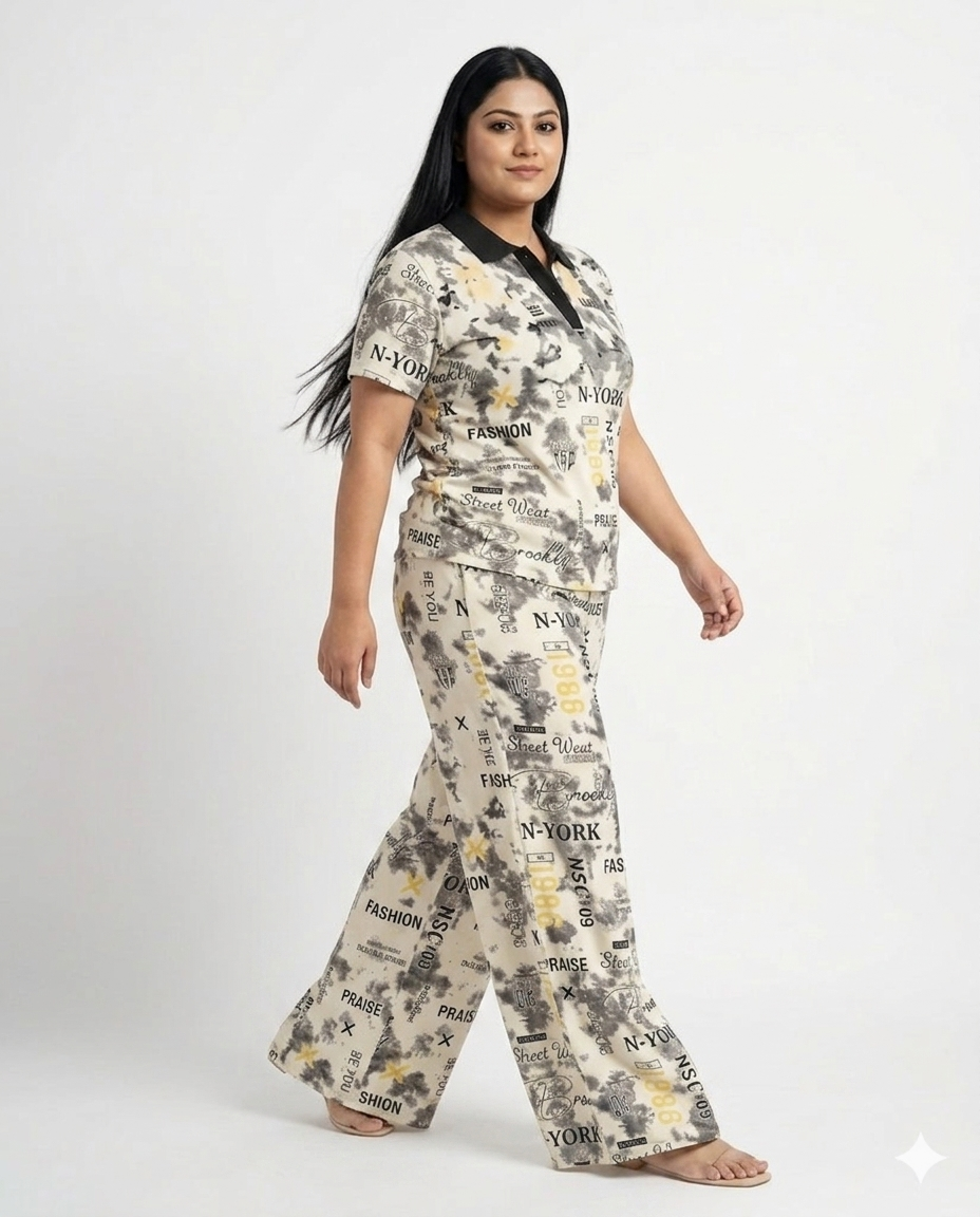 STRYYK Vogue Printed Coord Set – Ivory Beige
