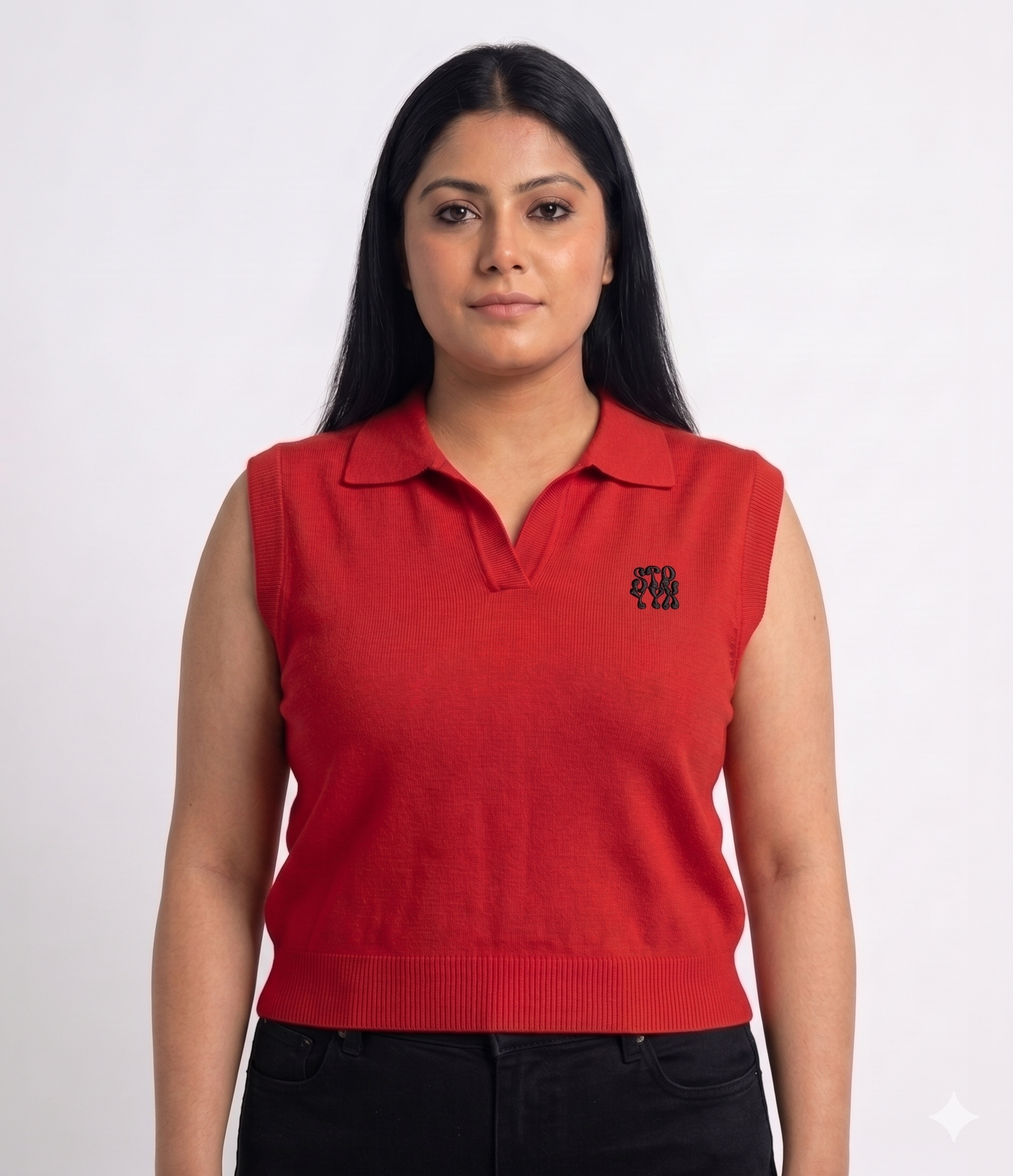 STRYYK Ember Knit Polo Tee – Crimson Red