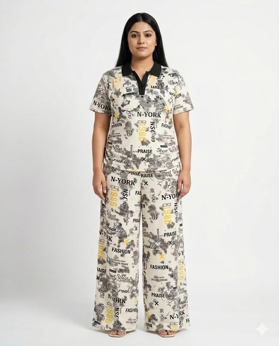 STRYYK Vogue Printed Coord Set – Ivory Beige