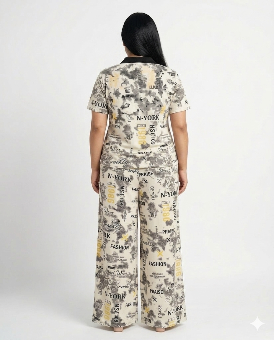 STRYYK Vogue Printed Coord Set – Ivory Beige