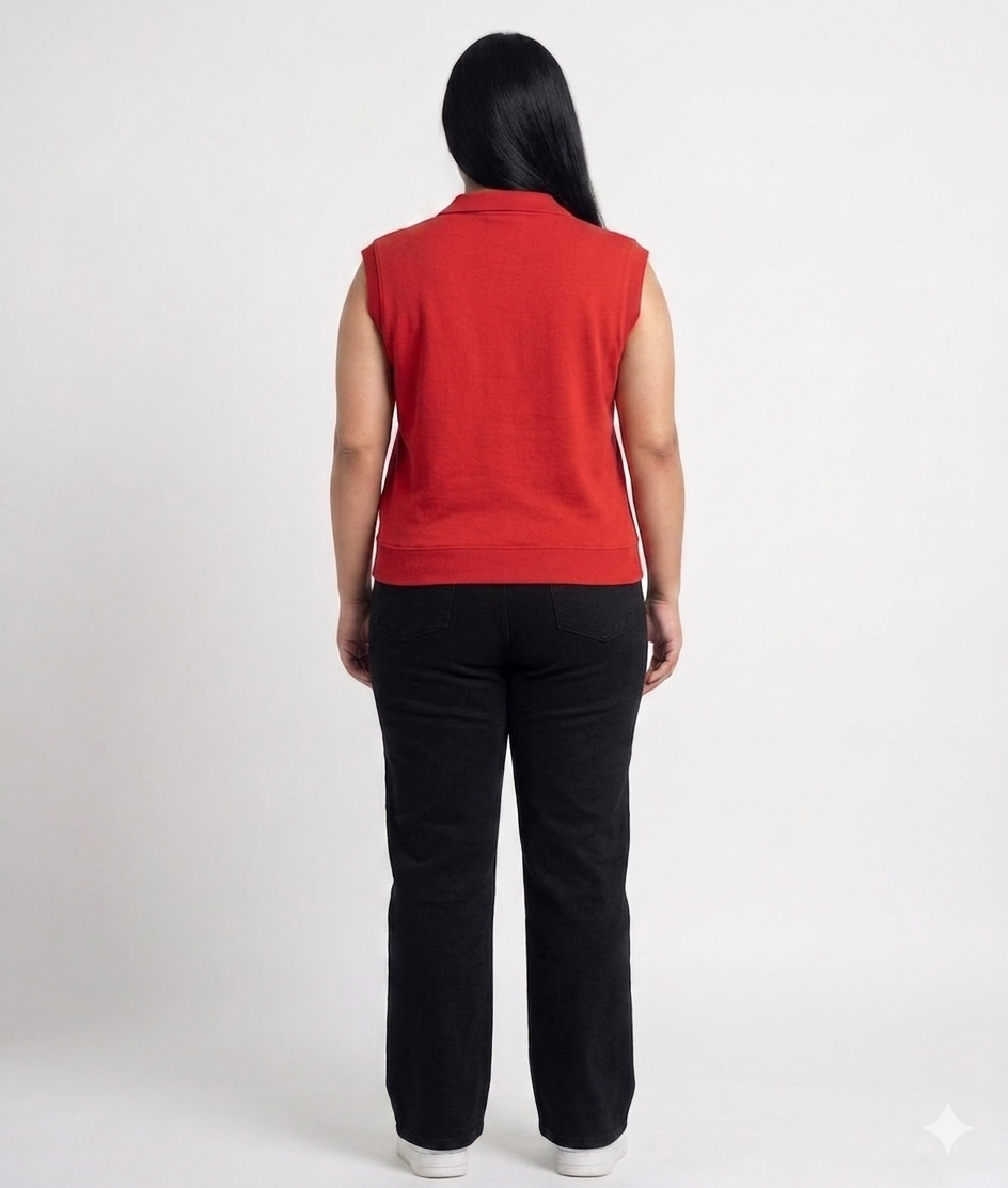 STRYYK Ember Knit Polo Tee – Crimson Red