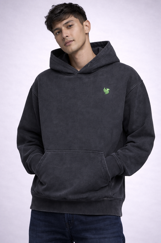 STRYYK Black Shadow Acid-Wash Hoodie