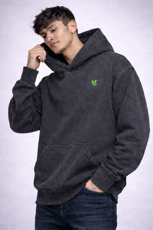 STRYYK Black Shadow Acid-Wash Hoodie